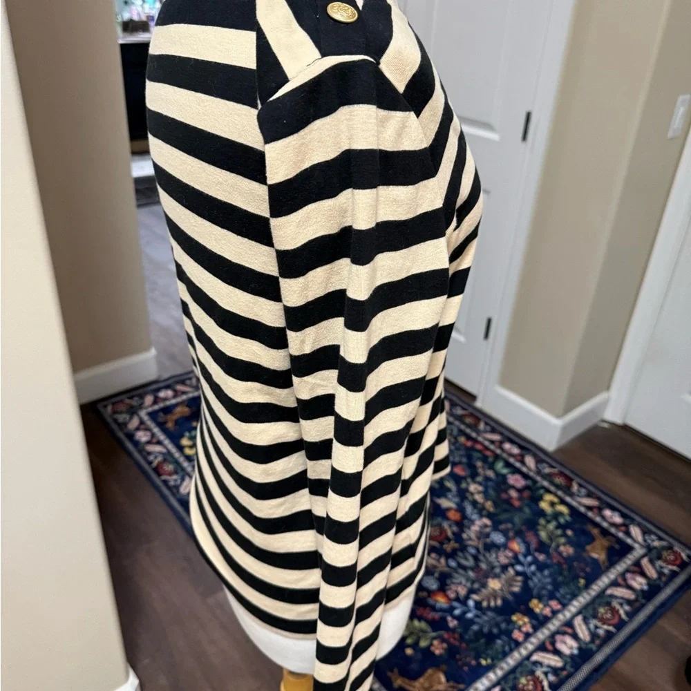 J. Crew Black and Cream Striped Top - Picture 4 of 7